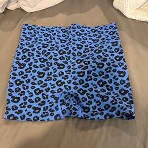Blue Leopard Print Shorts